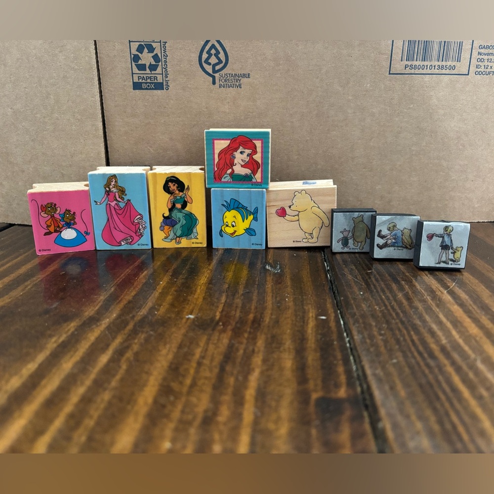 Disney Character Wooden Stamp Set - Multicolor